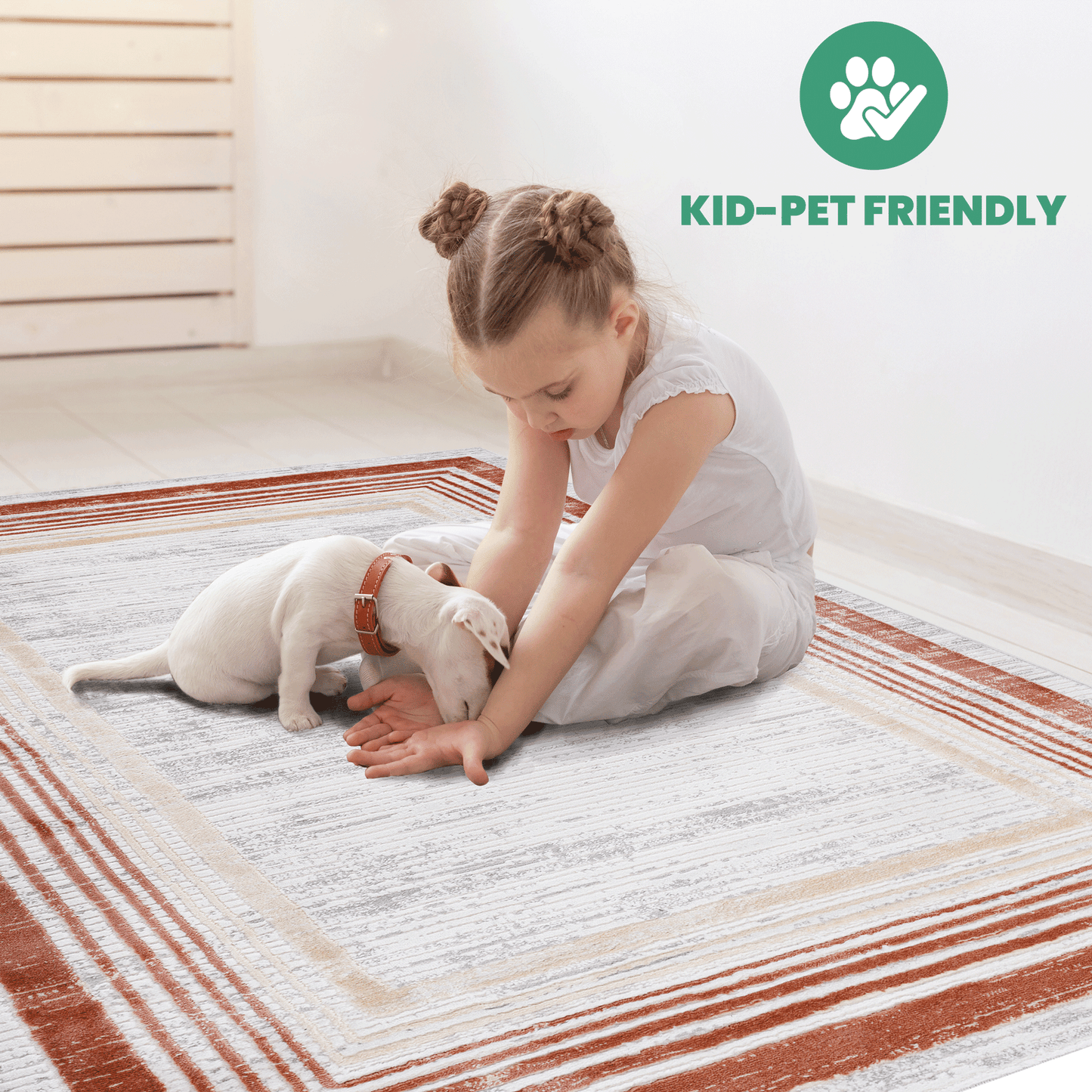 MARFI Collection 6X9 Brown / Ivory / Bordered Area Rug image 6
