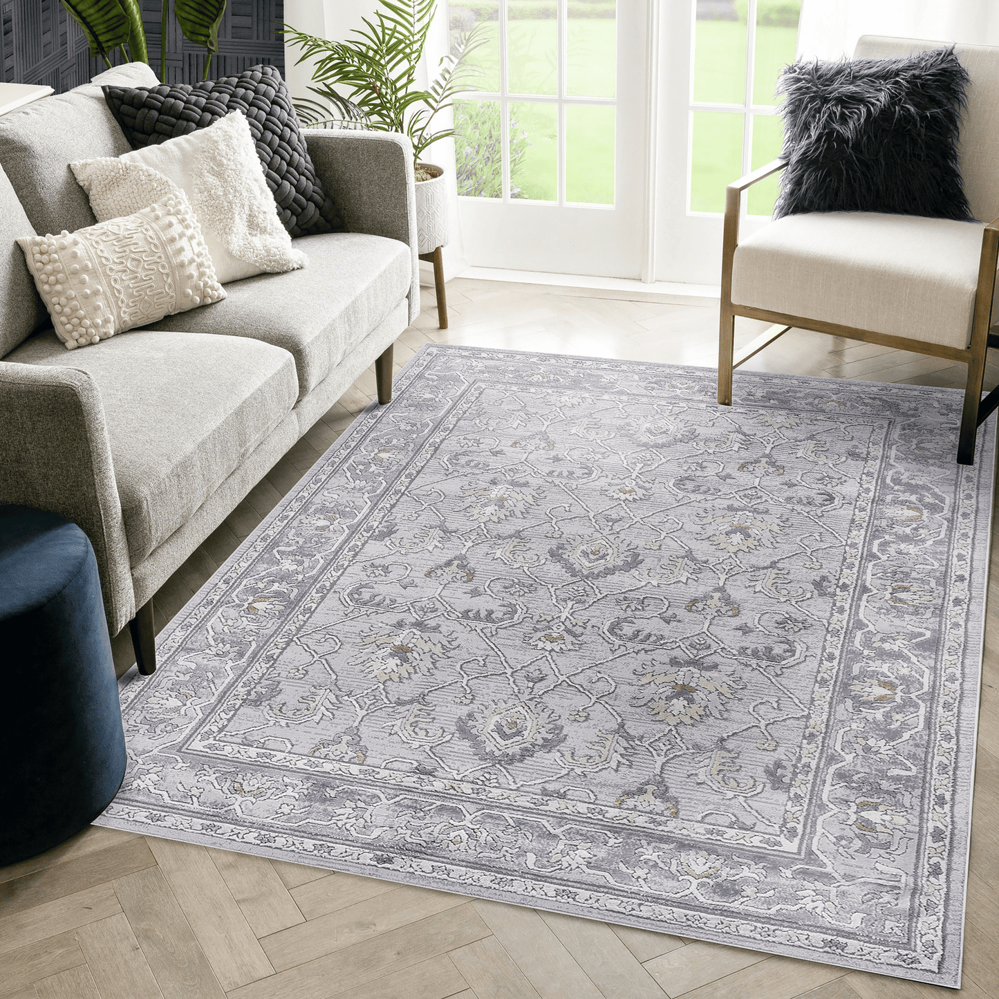 MARFI Collection 6X9 Ivory / Grey / Oriental Area Rug image 1
