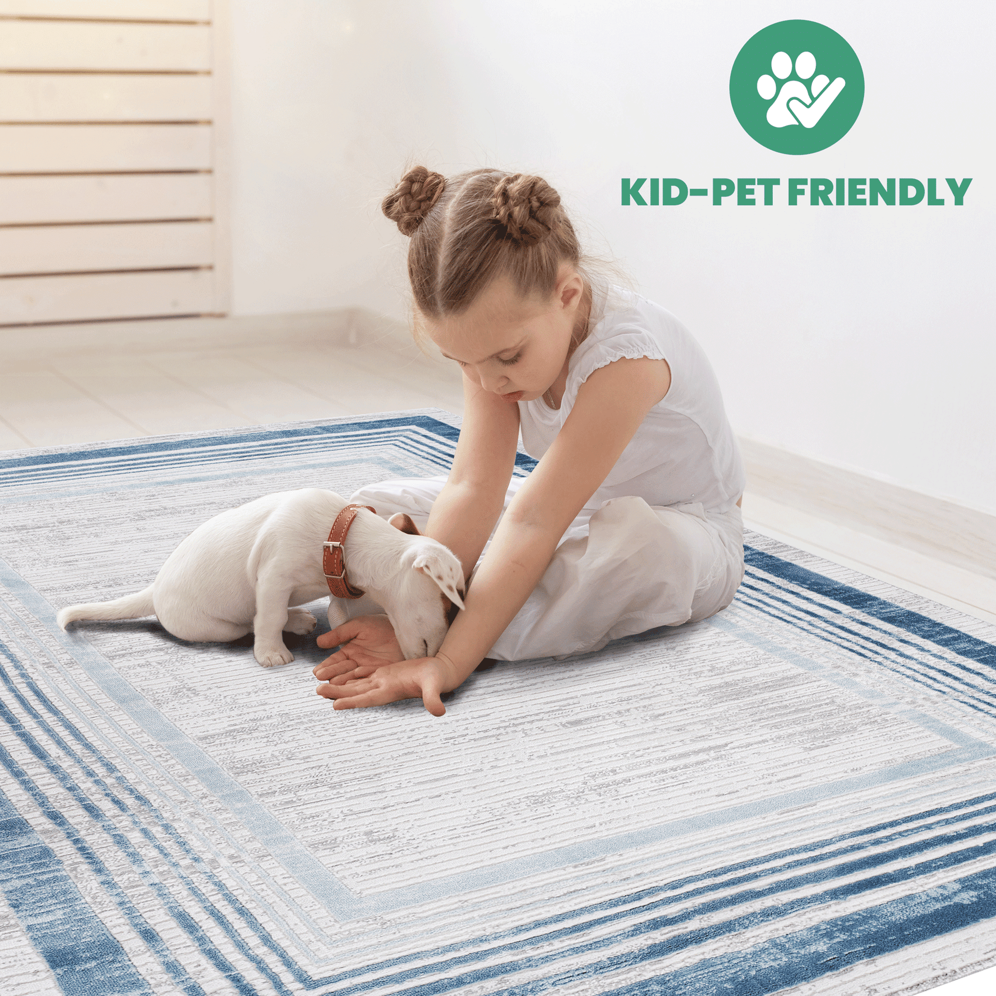 MARFI Collection 8X10 Blue / Ivory / Bordered Area Rug image 5
