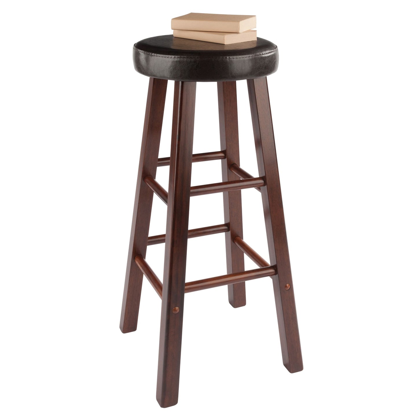 Maria 2-Pc Cushion Seat Bar Stool Set; Espresso & Walnut image 6