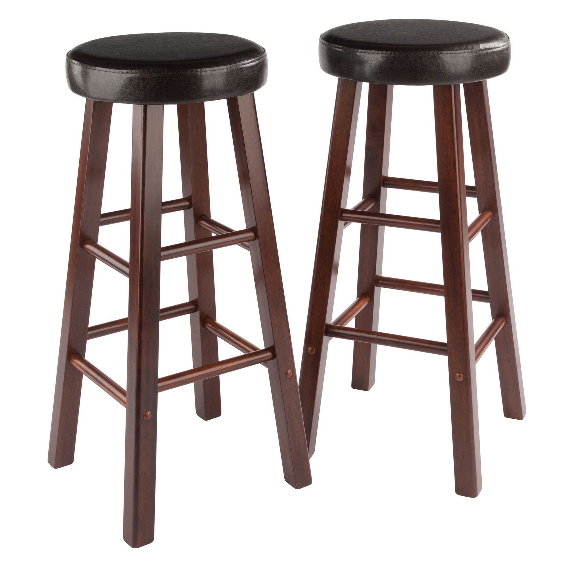 Maria 2-Pc Cushion Seat Bar Stool Set; Espresso & Walnut image 1