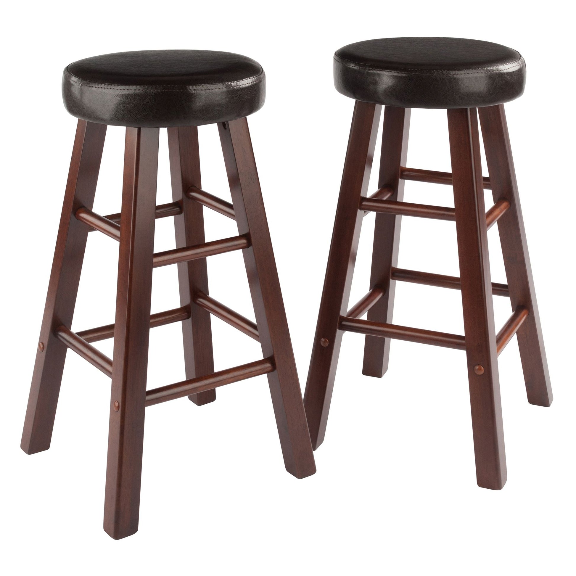 Maria 2-Pc Cushion Seat Counter Stool Set; Espresso & Walnut image 1