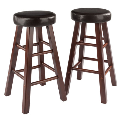 Maria 2-Pc Cushion Seat Counter Stool Set; Espresso & Walnut image 1