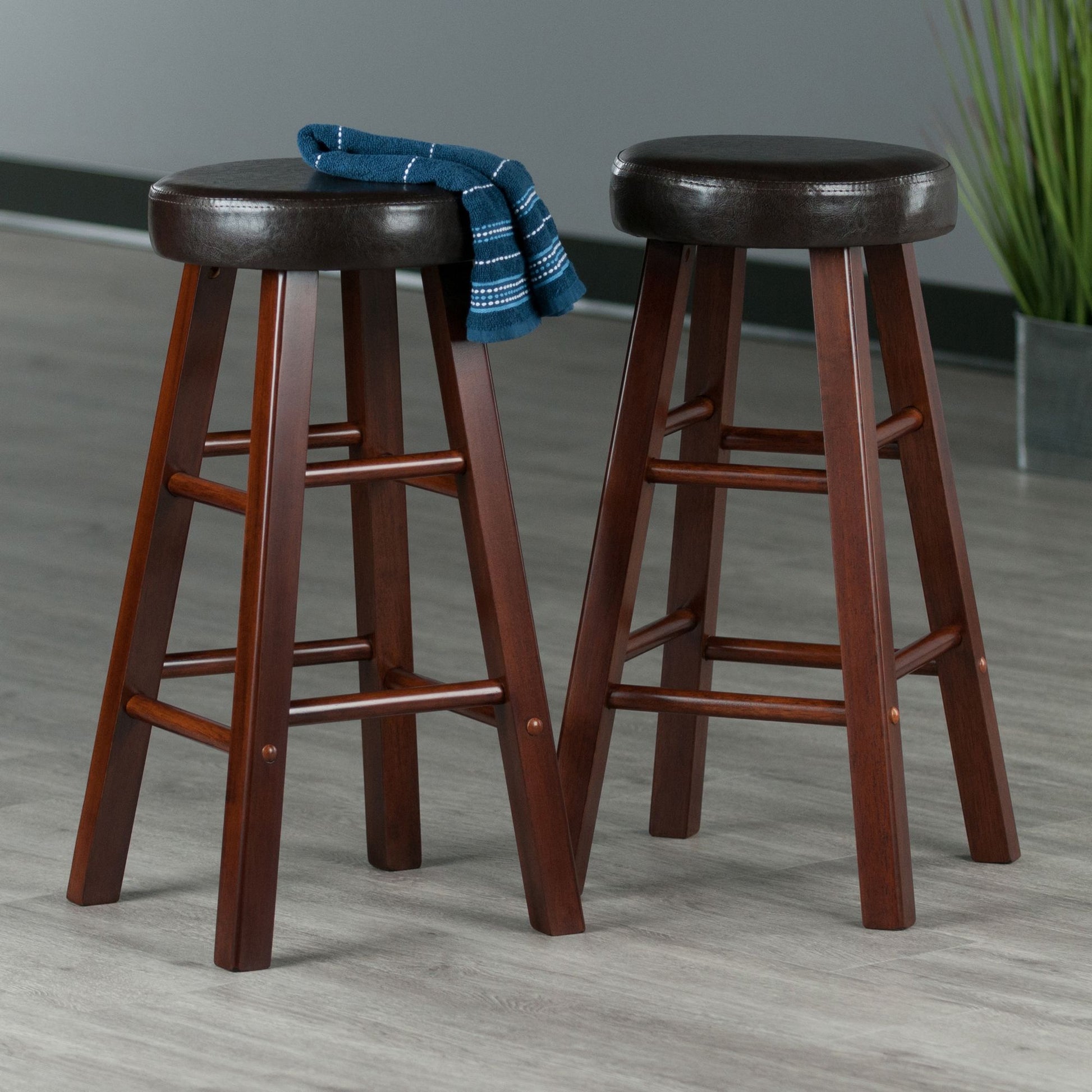 Maria 2-Pc Cushion Seat Counter Stool Set; Espresso & Walnut image 9