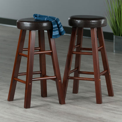 Maria 2-Pc Cushion Seat Counter Stool Set; Espresso & Walnut image 9