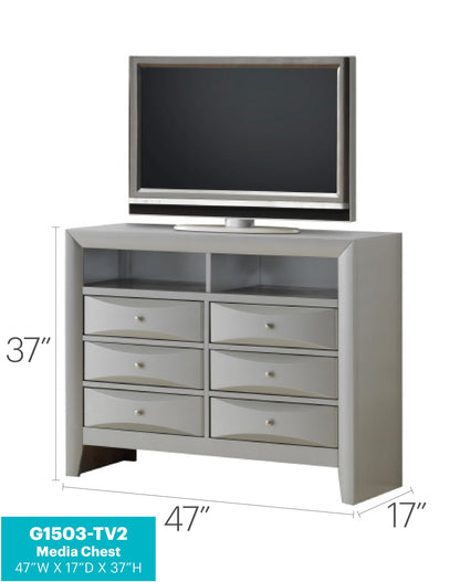 Marilla G1503-TV2 Media Chest , Silver Champagne image 2