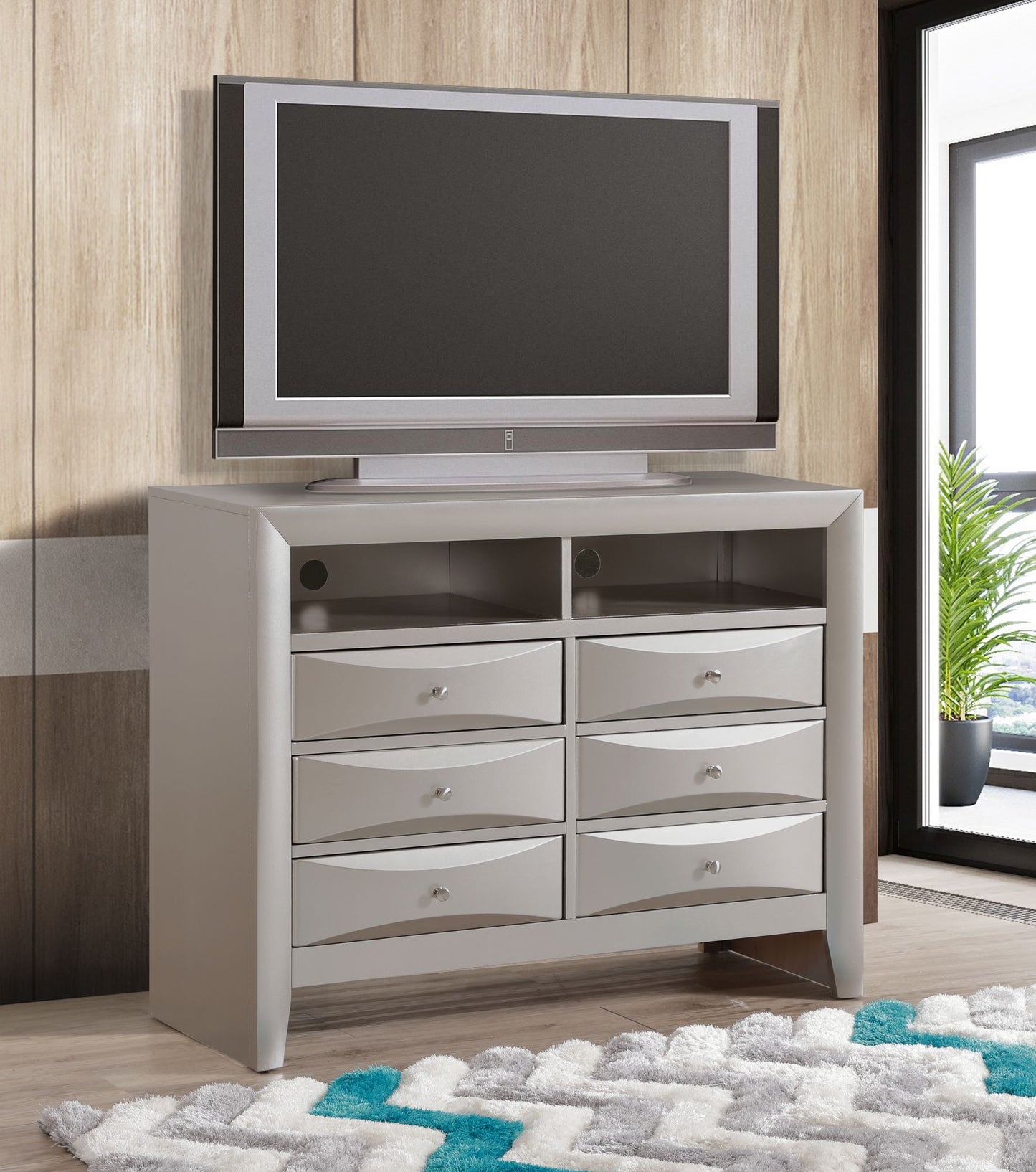 Marilla G1503-TV2 Media Chest , Silver Champagne image 1