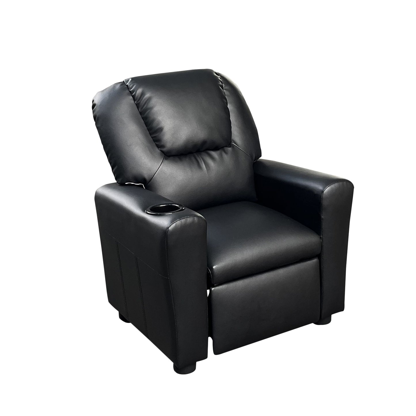 Marisa 23" Black PU Leather Kids Recliner Chair with Cupholder image 2