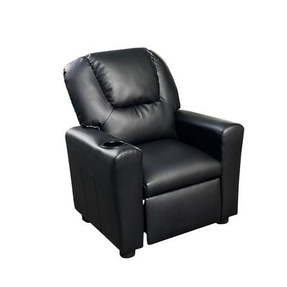 Marisa 23" Black PU Leather Kids Recliner Chair with Cupholder image 2
