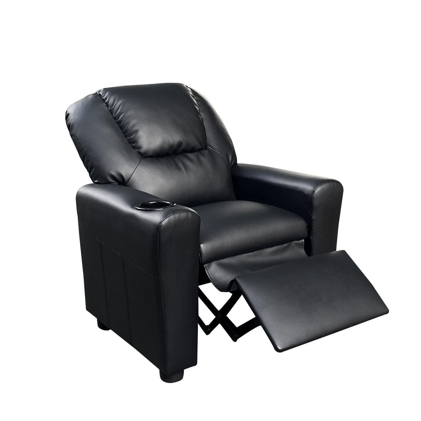 Marisa 23" Black PU Leather Kids Recliner Chair with Cupholder image 3