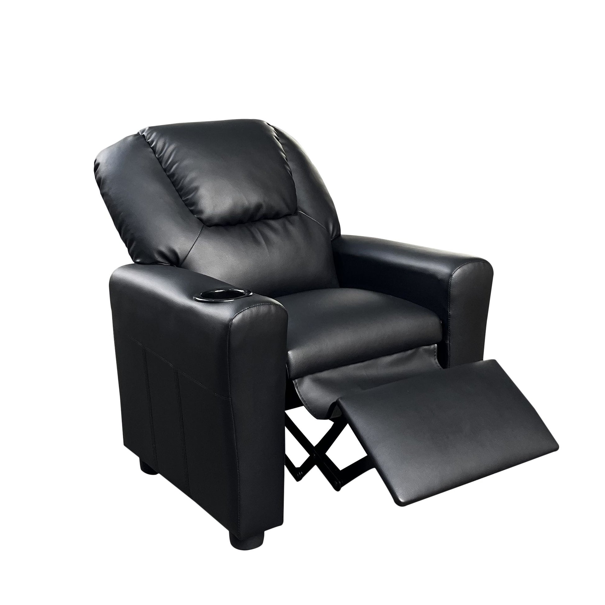 Marisa 23" Black PU Leather Kids Recliner Chair with Cupholder image 3