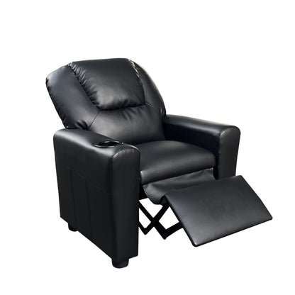 Marisa 23" Black PU Leather Kids Recliner Chair with Cupholder image 3