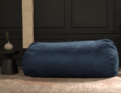 Marlin 6.5 Foot Suede Cylindrical Bean Bag, Midnight Blue image 1