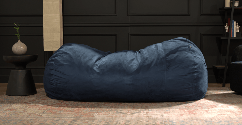 Marlin 6.5 Foot Suede Cylindrical Bean Bag, Midnight Blue image 4