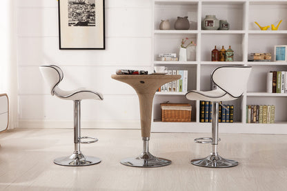 Masaccio Upholstery Airlift Adjustable Swivel Barstool with Chrome Base, Set of 2, White image 4