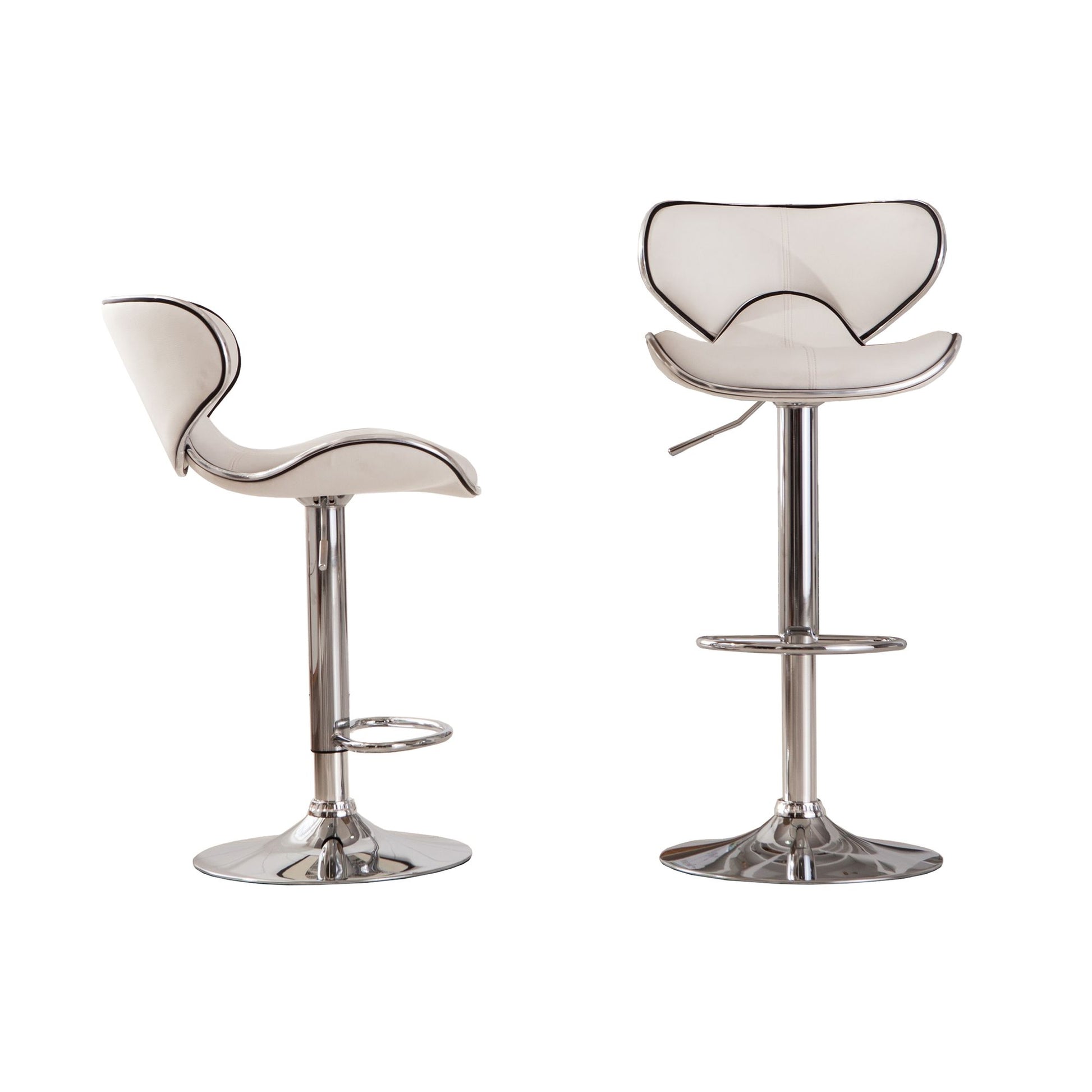 Masaccio Upholstery Airlift Adjustable Swivel Barstool with Chrome Base, Set of 2, White image 7