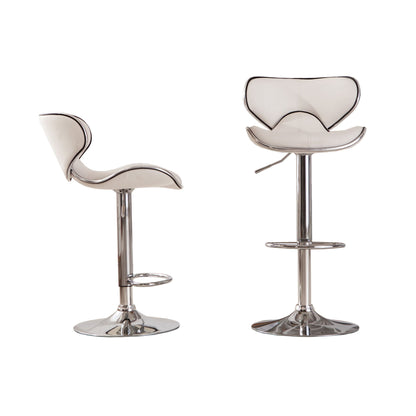 Masaccio Upholstery Airlift Adjustable Swivel Barstool with Chrome Base, Set of 2, White image 7
