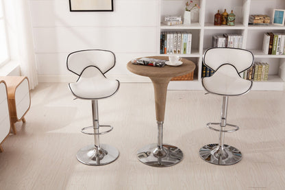 Masaccio Upholstery Airlift Adjustable Swivel Barstool with Chrome Base, Set of 2, White image 6