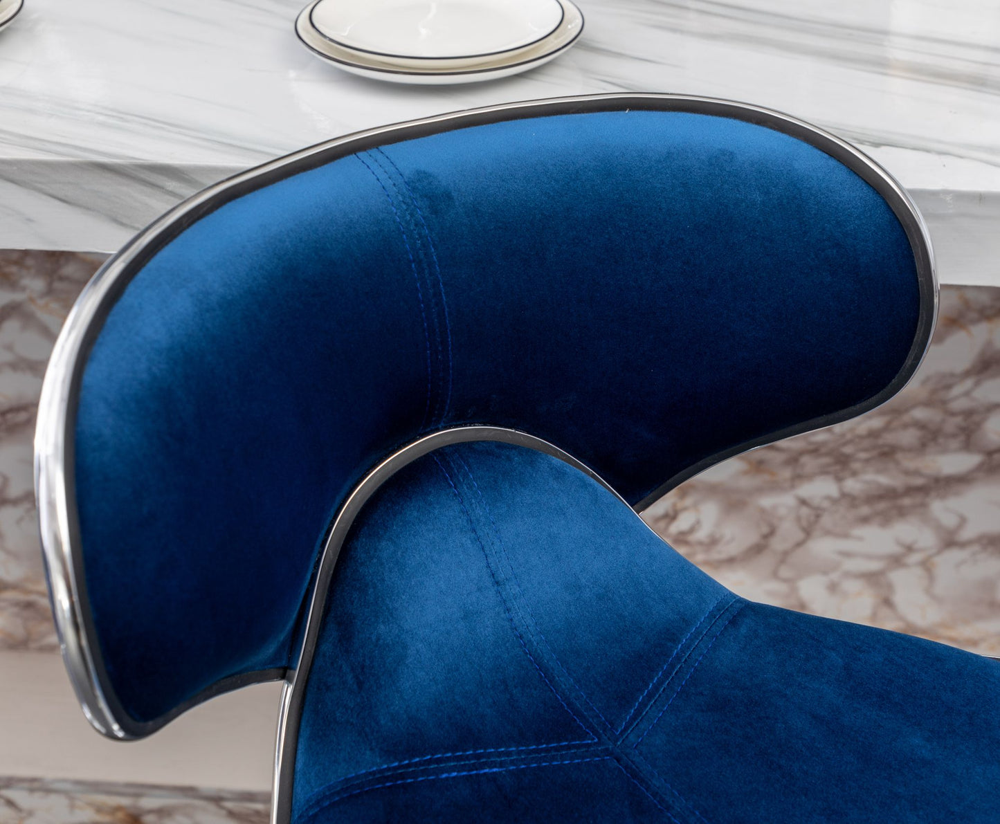 Masaccio Velvet Upholstered Adjustable Swivel Barstool, Set of 2, Blue image 11