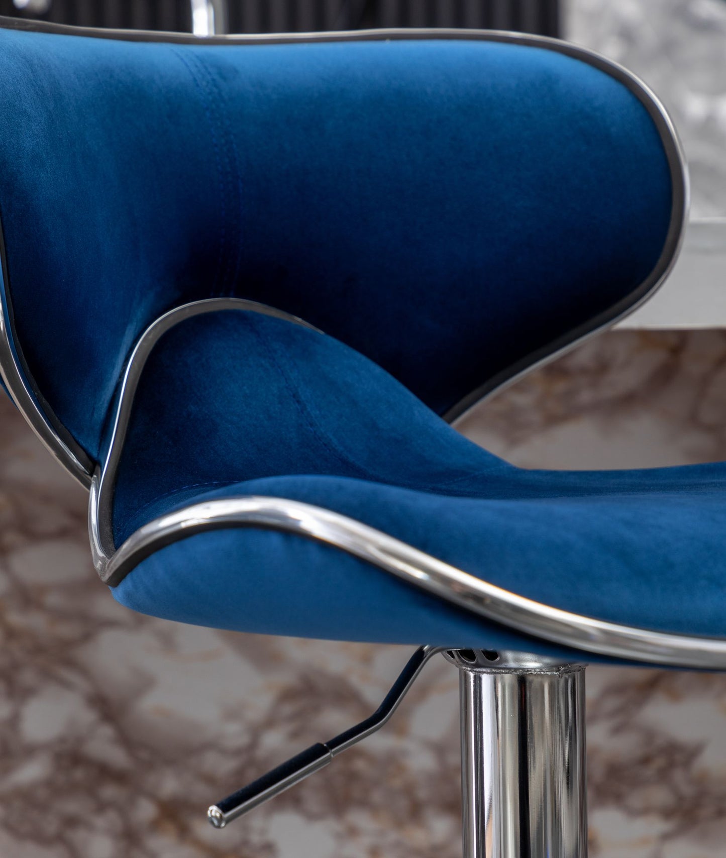 Masaccio Velvet Upholstered Adjustable Swivel Barstool, Set of 2, Blue image 9