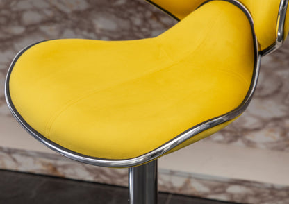 Masaccio Velvet Upholstered Adjustable Swivel Barstool, Set of 2, Yellow image 9