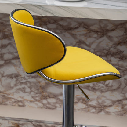 Masaccio Velvet Upholstered Adjustable Swivel Barstool, Set of 2, Yellow image 10