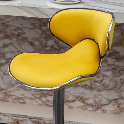 Masaccio Velvet Upholstered Adjustable Swivel Barstool, Set of 2, Yellow image 7