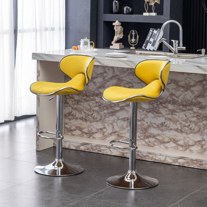 Masaccio Velvet Upholstered Adjustable Swivel Barstool, Set of 2, Yellow image 6
