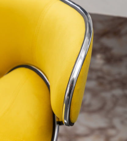 Masaccio Velvet Upholstered Adjustable Swivel Barstool, Set of 2, Yellow image 8