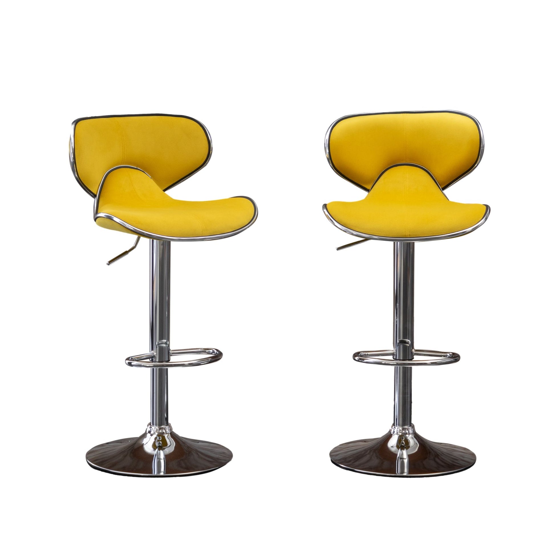 Masaccio Velvet Upholstered Adjustable Swivel Barstool, Set of 2, Yellow image 12