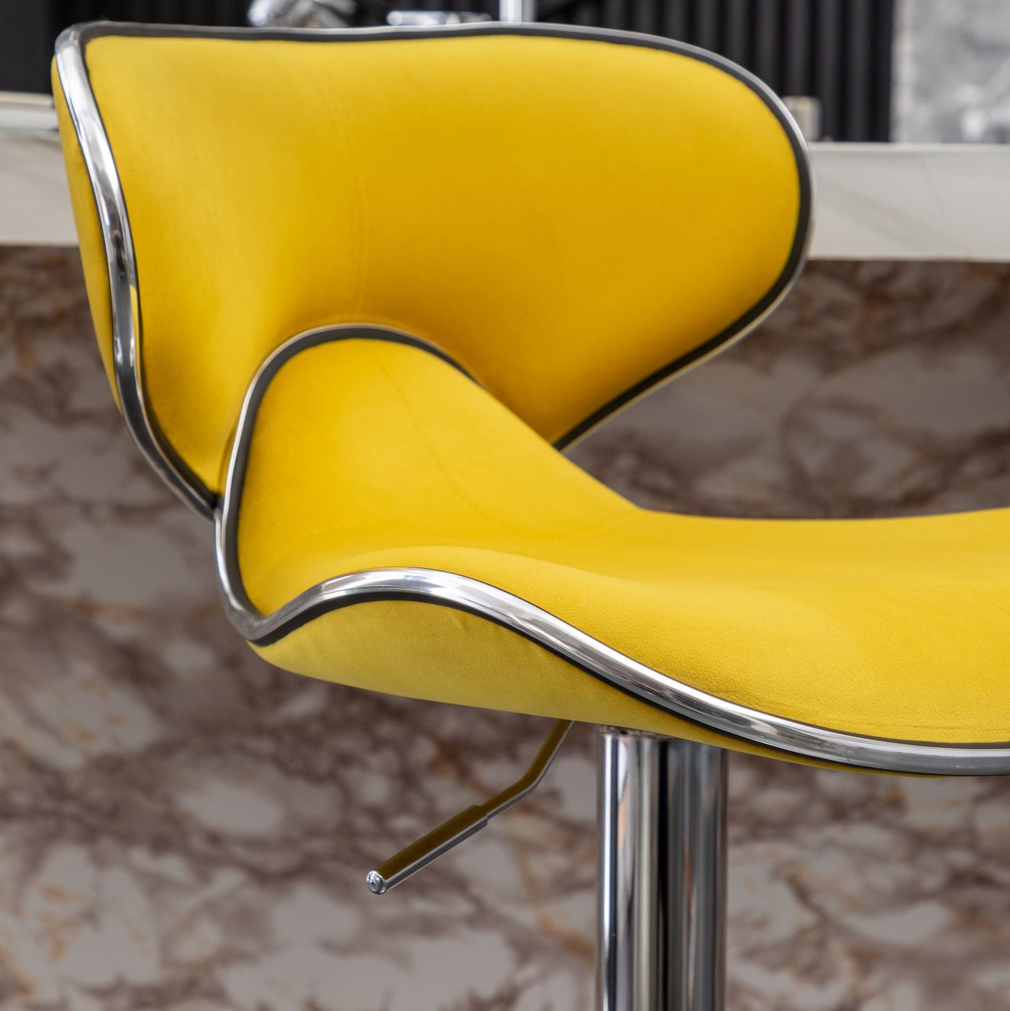 Masaccio Velvet Upholstered Adjustable Swivel Barstool, Set of 2, Yellow image 11