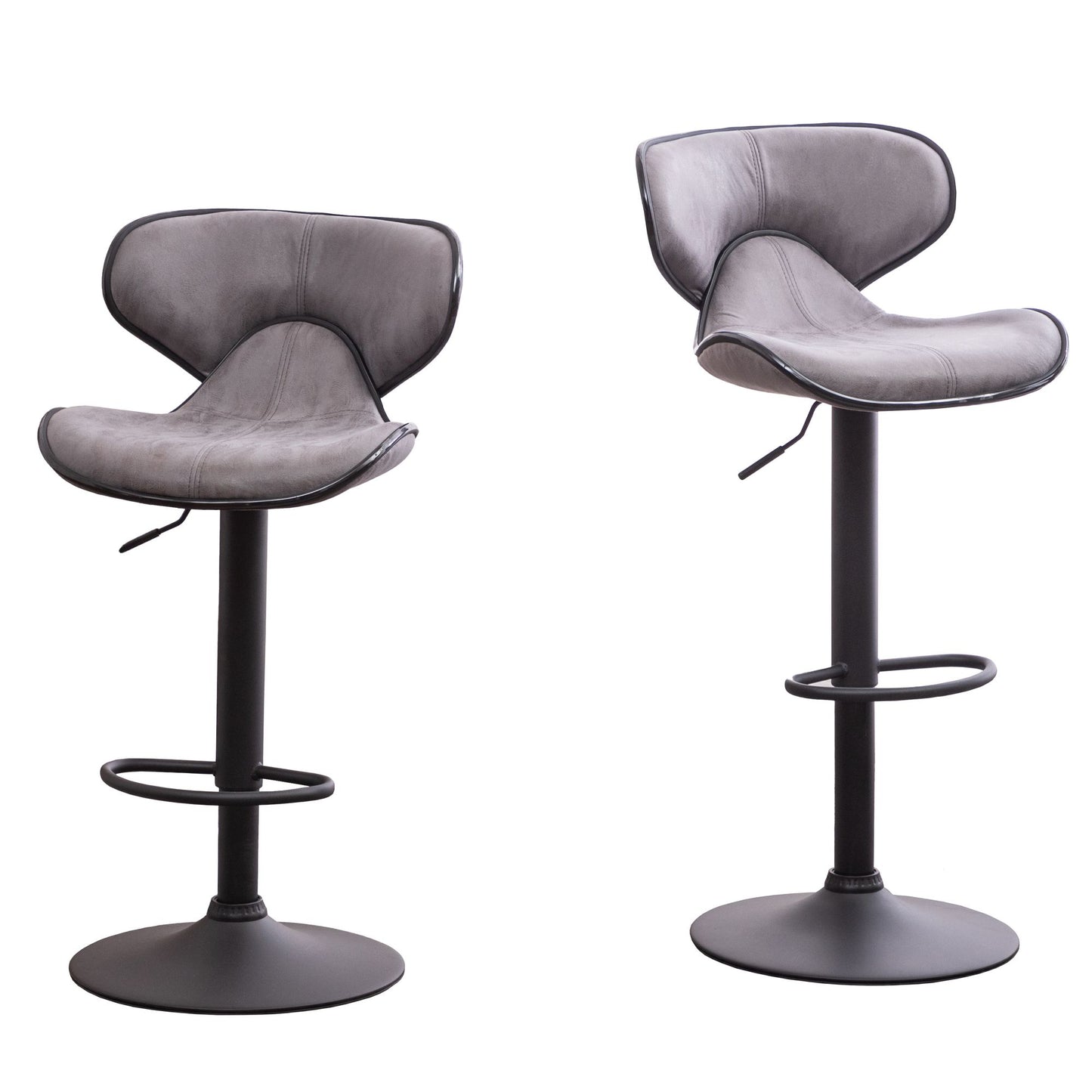 Masaccio Weathered Upholstery Airlift Adjustable Swivel Barstool with Chrome Base, Set of 2, Grey image 10