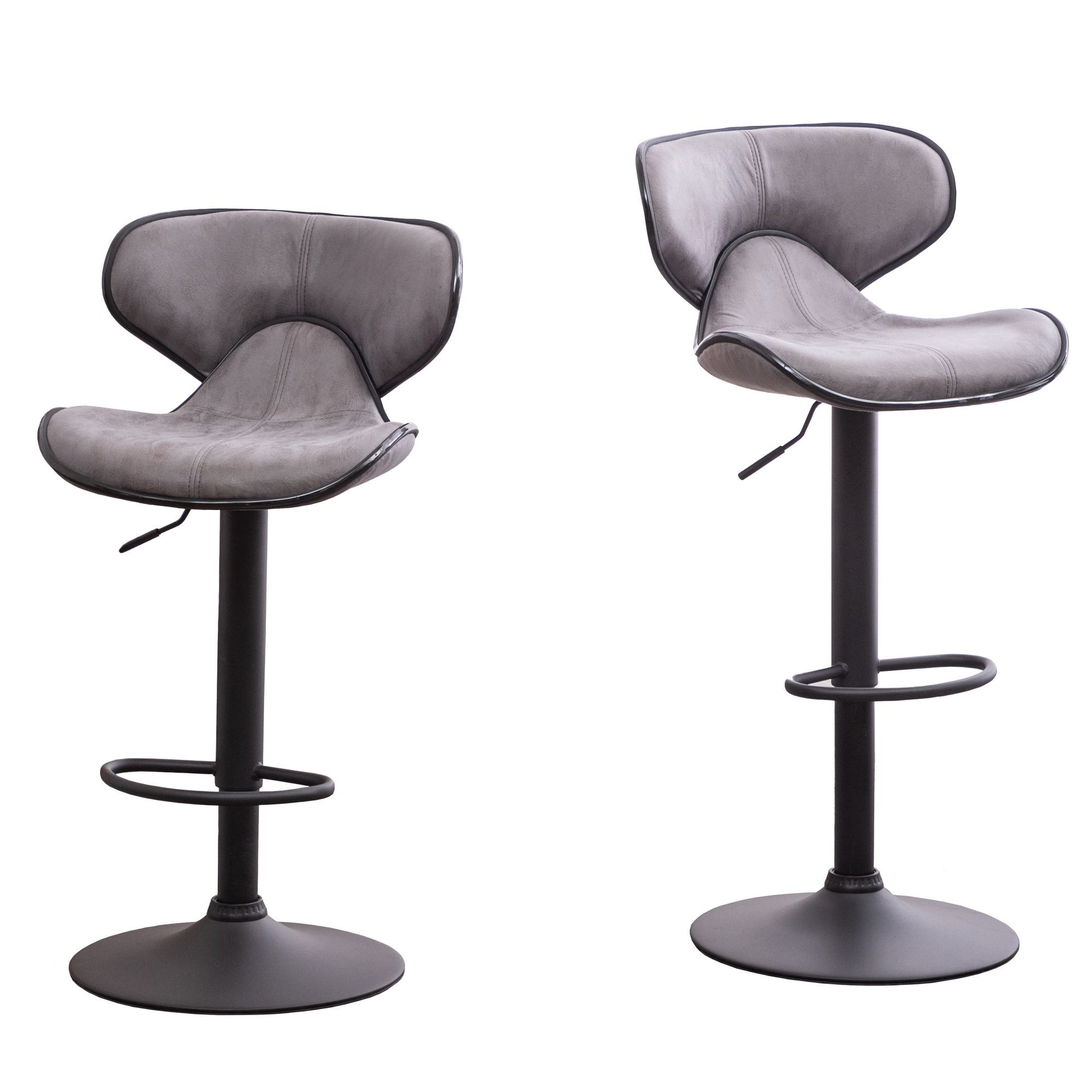 Masaccio Weathered Upholstery Airlift Adjustable Swivel Barstool with Chrome Base, Set of 2, Grey image 10