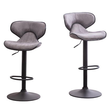 Masaccio Weathered Upholstery Airlift Adjustable Swivel Barstool with Chrome Base, Set of 2, Grey image 10