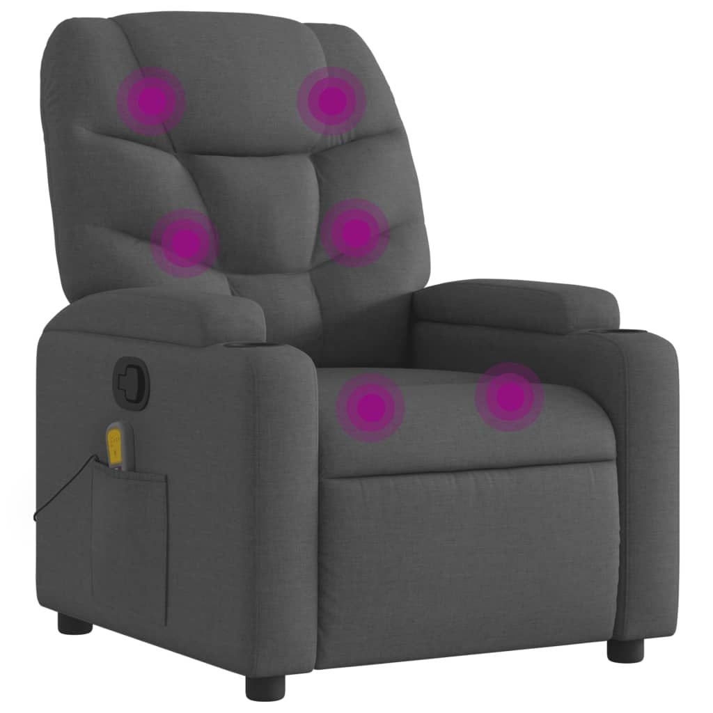 Massage Recliner Chair Dark Gray Fabric image 2