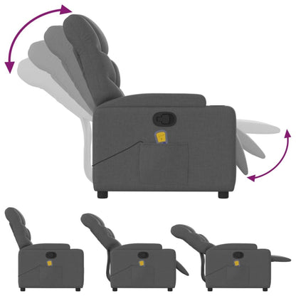 Massage Recliner Chair Dark Gray Fabric image 7