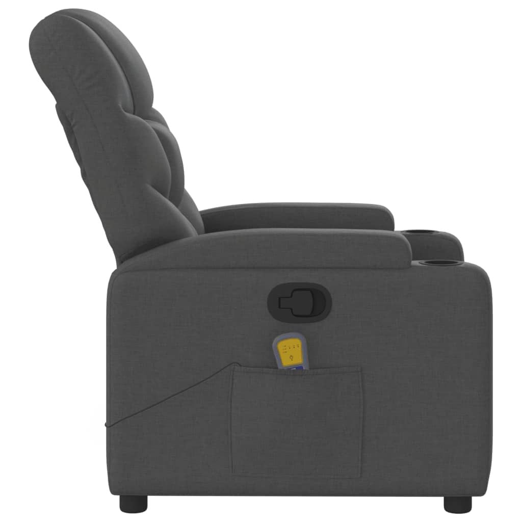 Massage Recliner Chair Dark Gray Fabric image 5