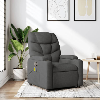 Massage Recliner Chair Dark Gray Fabric image 1