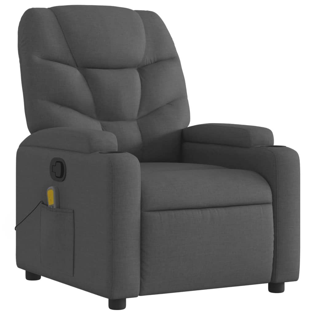 Massage Recliner Chair Dark Gray Fabric image 3