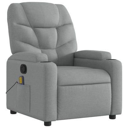 Massage Recliner Chair Light Gray Fabric image 3
