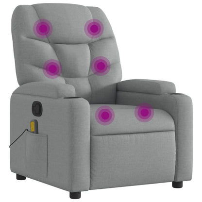 Massage Recliner Chair Light Gray Fabric image 2