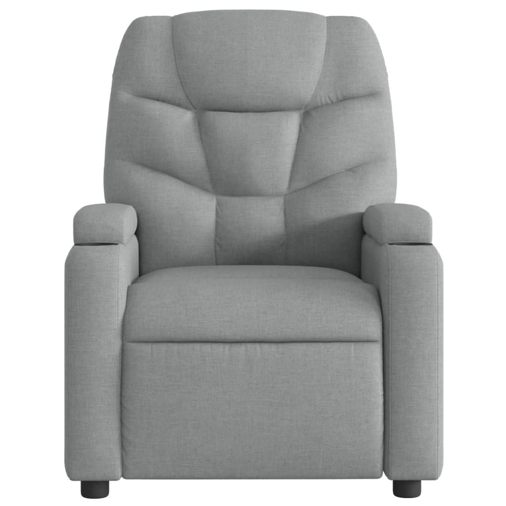 Massage Recliner Chair Light Gray Fabric image 4