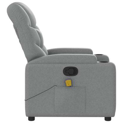 Massage Recliner Chair Light Gray Fabric image 5