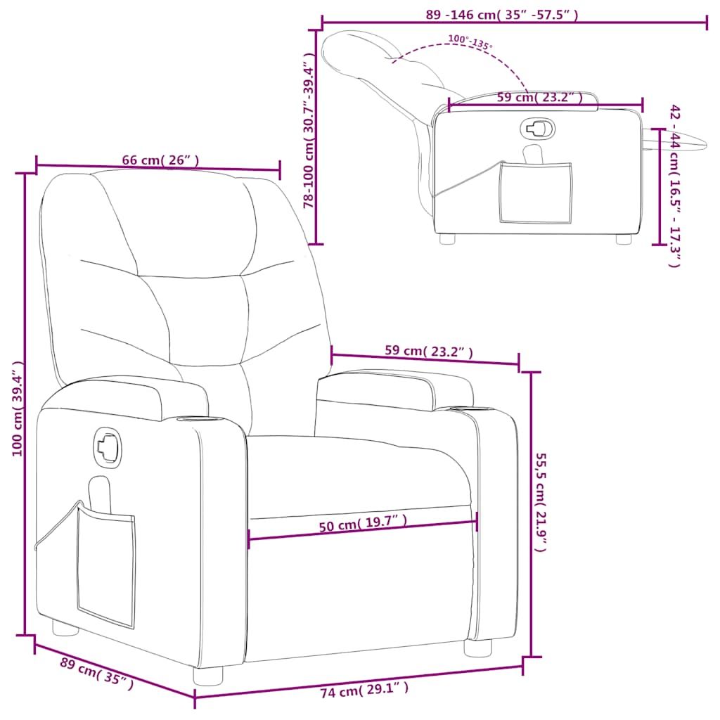 Massage Recliner Chair Light Gray Fabric image 14