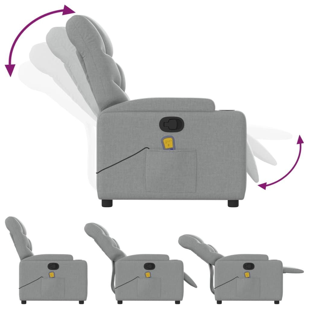 Massage Recliner Chair Light Gray Fabric image 7