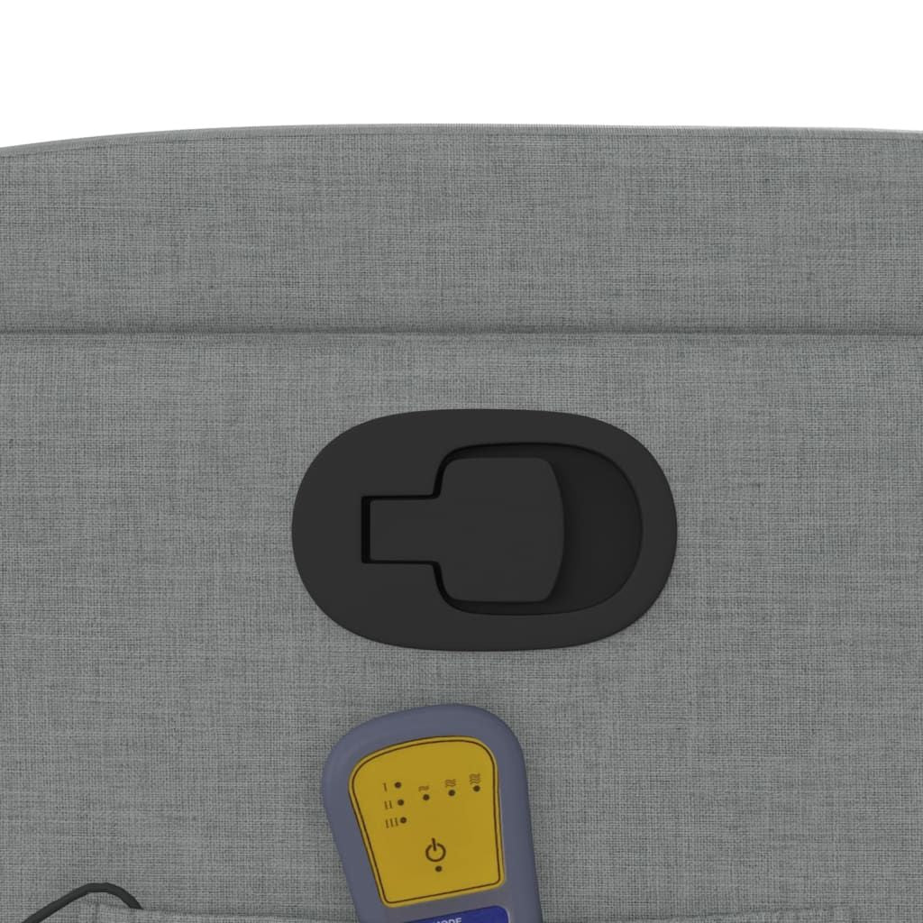 Massage Recliner Chair Light Gray Fabric image 10