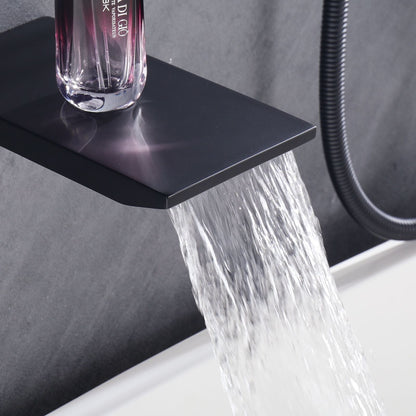Matte Black 10 inches  Rain Shower Faucet Sets Complete With Shower System image 6
