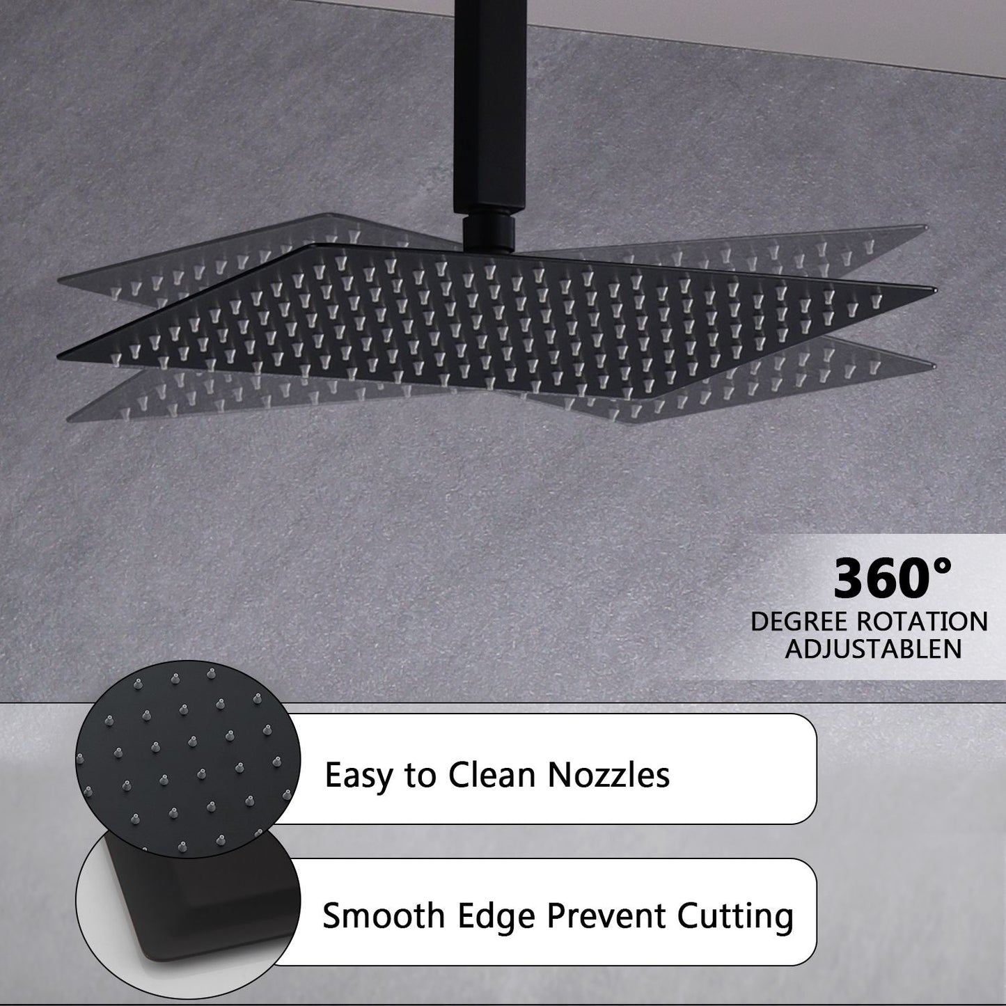 Matte Black 10 inches  Rain Shower Faucet Sets Complete With Shower System image 4