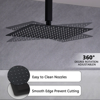 Matte Black 10 inches  Rain Shower Faucet Sets Complete With Shower System image 4