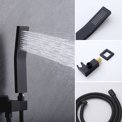 Matte Black 10 inches  Rain Shower Faucet Sets Complete With Shower System image 5